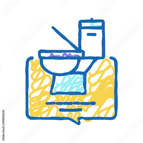 toilet use homecare service icon doodle illustration