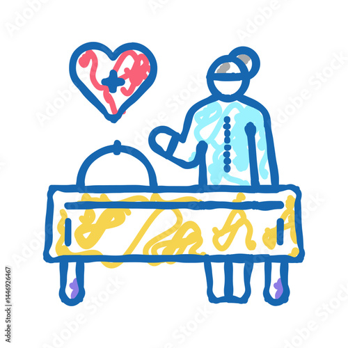 cooking homecare service icon doodle illustration
