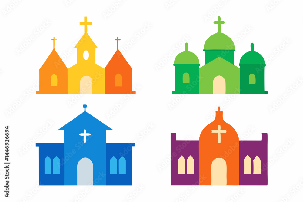 set of Church icon silhouette vector illustration set of Church icon silhouette vector illustration