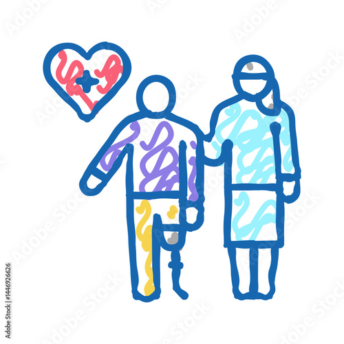 personal care homecare service icon doodle illustration