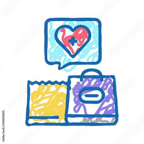 grocery shopping homecare service icon doodle illustration