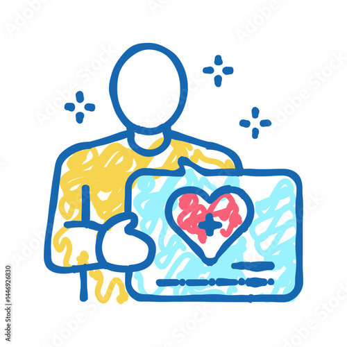 volunteer homecare service icon doodle illustration