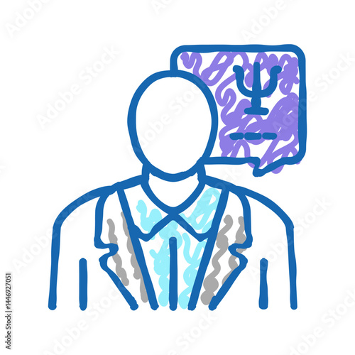 psychologist homecare service icon doodle illustration