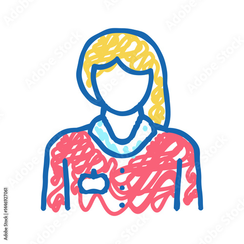 nurse homecare service icon doodle illustration