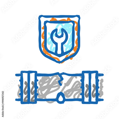 repair broken pipeline construction icon doodle illustration