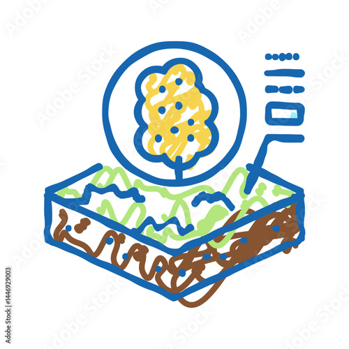 tree growth on organic soil icon doodle illustration