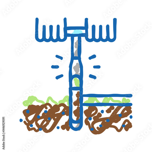 drilling tool for soil testing icon doodle illustration