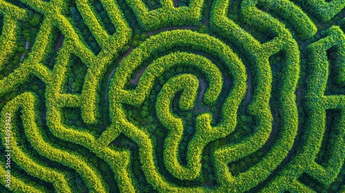 Lush green hedge maze
