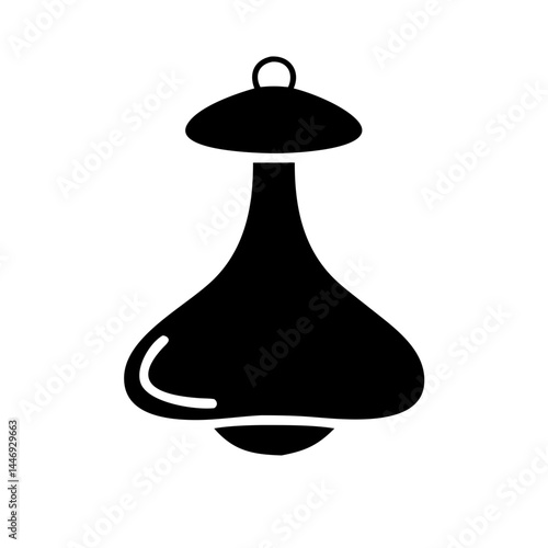 Stylized Black and White Hanging Lamp with Unusual Pear Shaped Design