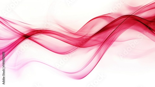 Abstract crimson smoke waves on a white backdrop.