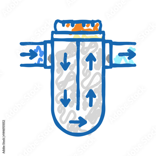 process of water filtration icon doodle illustration