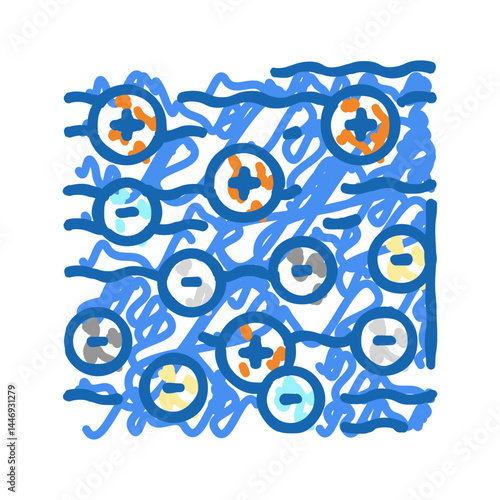 coagulation and flocculation water filter icon doodle illustration