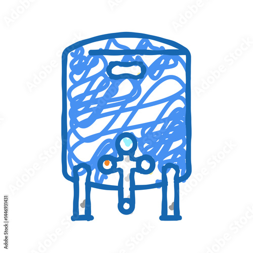 tank with water filter icon doodle illustration