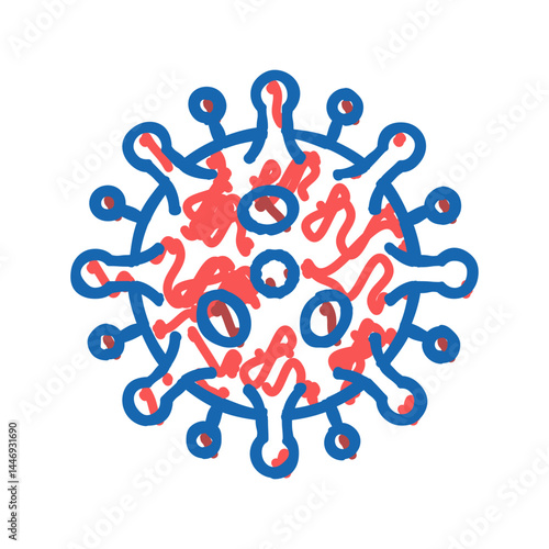 antibodies attacking virus icon doodle illustration