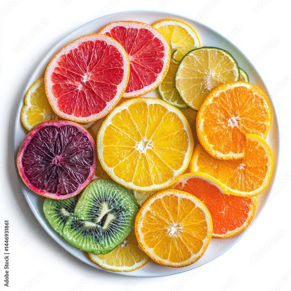 Obraz premium Fresh Fruit Slices on Plate