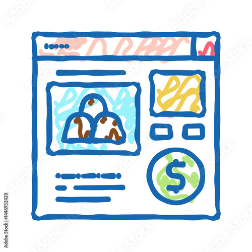 online buying candy icon doodle illustration