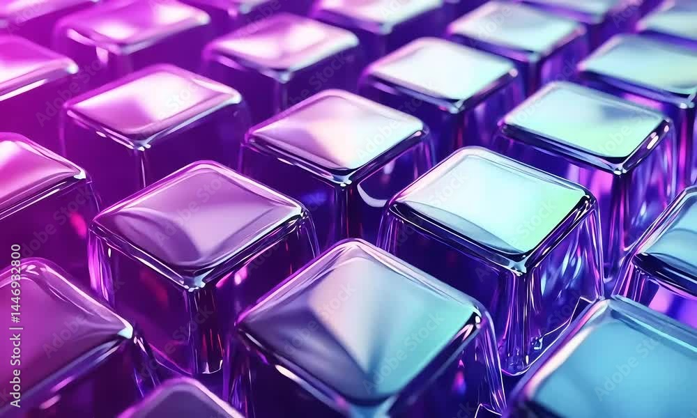 Abstract Purple and Blue Shiny Cubes 3D Animation Abstract Purple and Blue Shiny Cubes 3D Animation