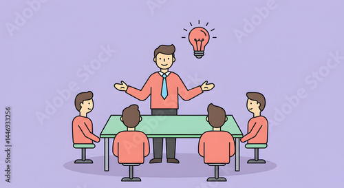Illustrative depiction of a brainstorming session, highlighting creative problem solving