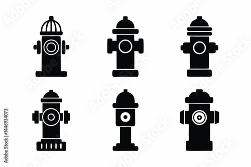 set of Fire Hydrant  icon silhouette vector illustration