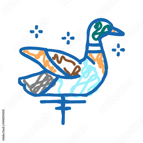 stuffed decoy for duck icon doodle illustration