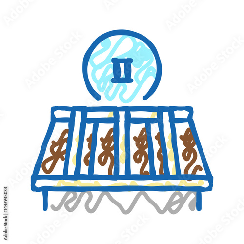 second stage of roof replacement icon doodle illustration