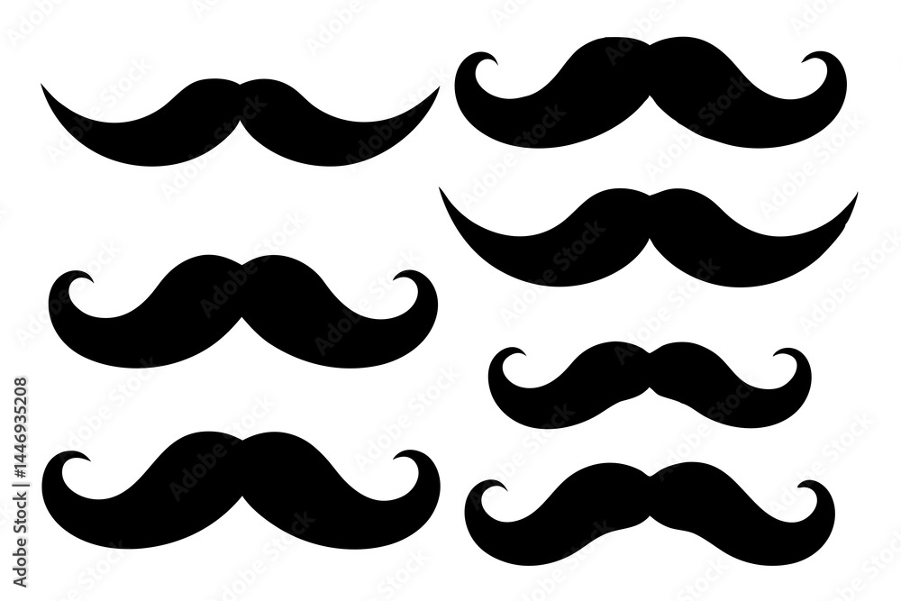 mustaches silhouette set, mustaches black vector collection mustaches silhouette set, mustaches black vector collection