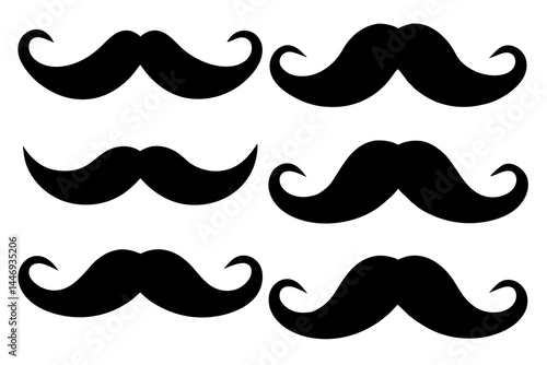 mustaches silhouette set, mustaches black vector collection 