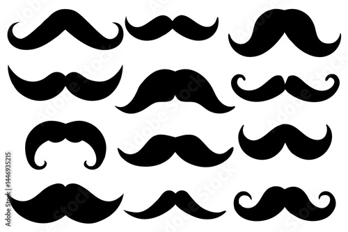 mustaches silhouette set, mustaches black vector collection 