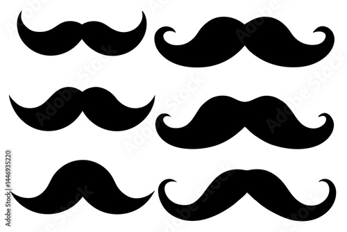 mustaches silhouette set, mustaches black vector collection 
