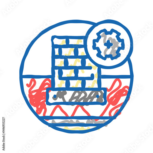 lead flashing on roof icon doodle illustration