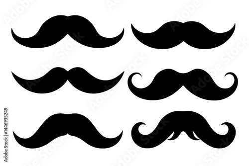 mustaches silhouette set, mustaches black vector collection 
