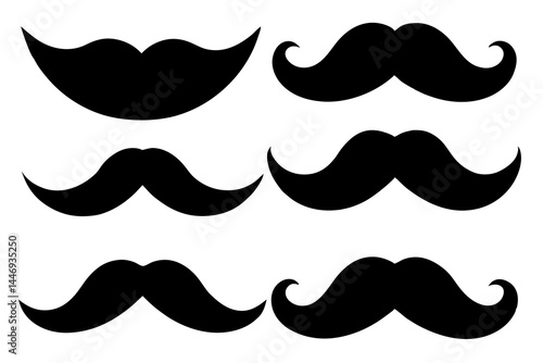 mustaches silhouette set, mustaches black vector collection 