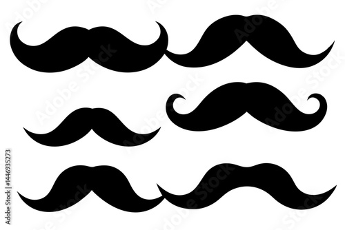 mustaches silhouette set, mustaches black vector collection 