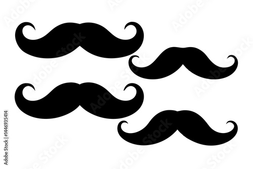 mustaches silhouette set, mustaches black vector collection 