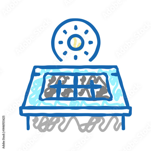 solar panel installation icon doodle illustration