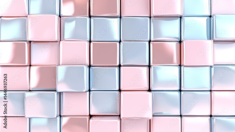 Abstract Background Of Pink And Light Blue Glossy Cubes Abstract Background Of Pink And Light Blue Glossy Cubes