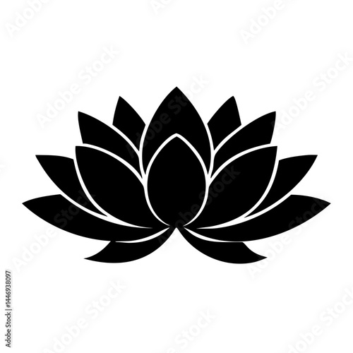 Elegant Black Lotus Flower Symbolizing Purity and Enlightenment on a White Backdrop