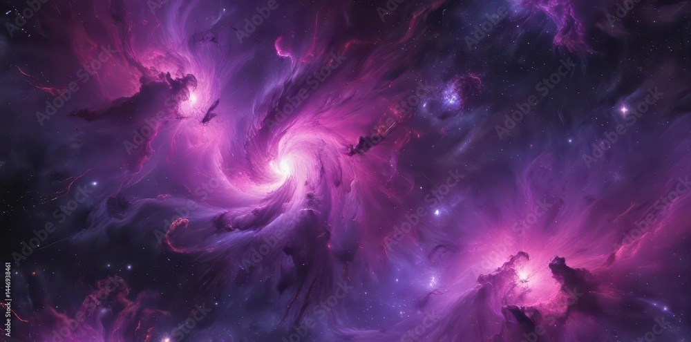 Fototapeta premium Abstract swirling purple nebula, cosmic texture , color, violet, lavendar
