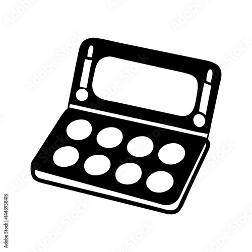Elegant black and white cosmetic eyeshadow palette with multiple round wells