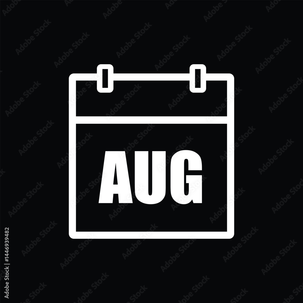 calender icon, august icon with black background calender icon, august icon with black background