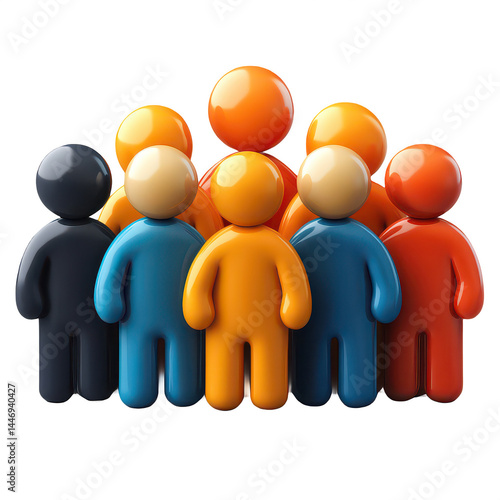 People group icon png 3D isometric figures png teamwork symbol png diverse group png transparent background image