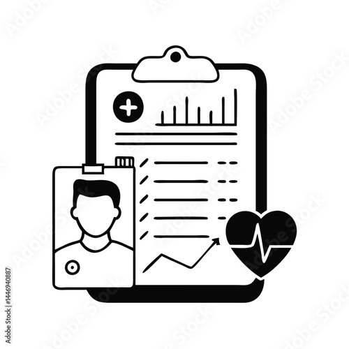 Medical Clipboard with Doctor ID, Heart Rate, and Patient Data Analysis