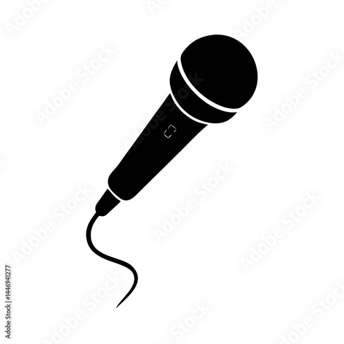 Elegant black and white microphone silhouette, ideal for vocal performance and stage