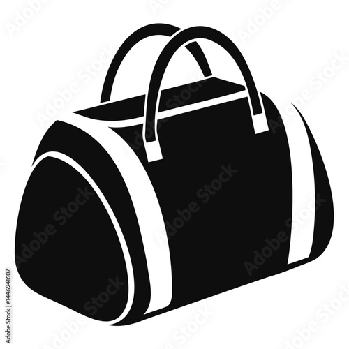 Black duffel bag gym bag travel bag weekender bag carry on bag luggage bag sports bag accessory vector image isolated on transparent background