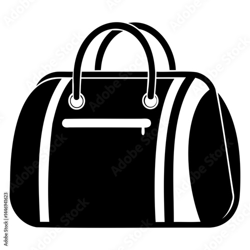 Black and white duffel bag vector illustration for travel gym and sports equipment and accessories design 100 isolated on transparent background
