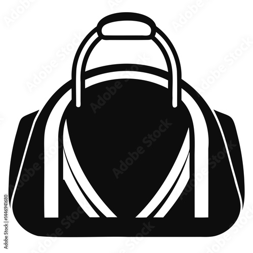 Gym bag duffel bag sports bag travel bag carry on bag weekend bag overnight bag tote bag black and white isolated on transparent background
