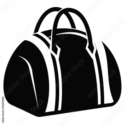 Black and white duffel bag vector illustration for gym travel and sports equipment design template isolated art isolated on transparent background