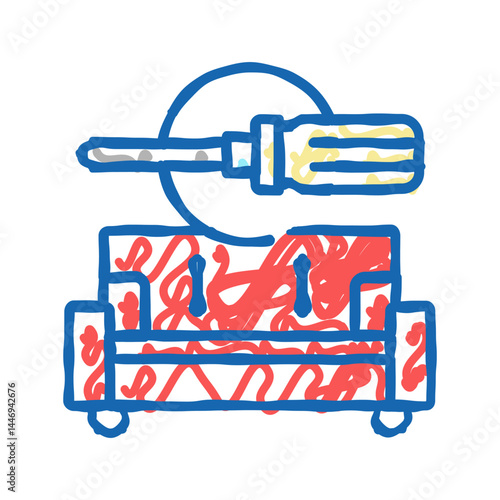 furniture repair icon doodle illustration