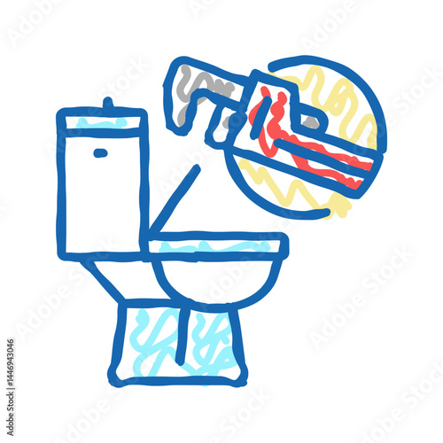 toilet repair icon doodle illustration