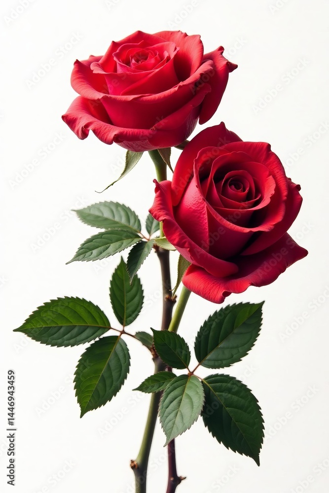 Fototapeta premium Classic red roses print on white background for wallpaper design, texture, romantic, repeat